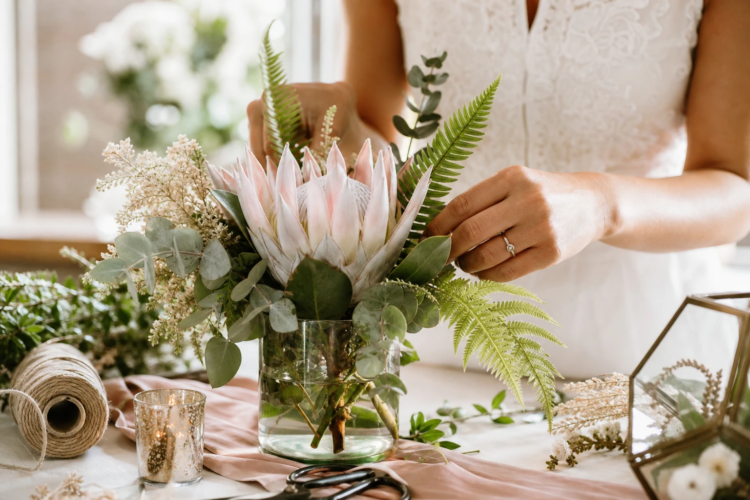 DIY Wedding Centerpieces with Kenyan Flowers and Greenery